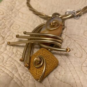 Jeff Lieb agate Swarovski statement necklace choker wire wrapped